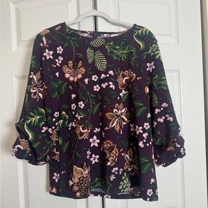 Ann Taylor Purple Floral Blouse